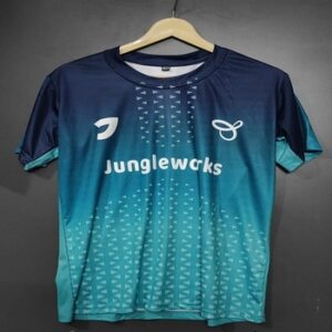 Custom sports jersey with company branding.